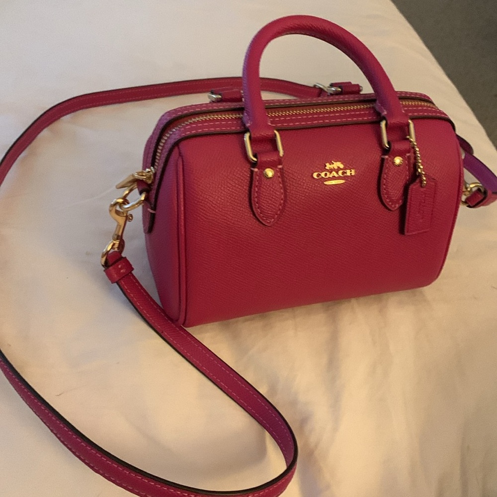 Coach Fuchsia Mini Bag with Gold Accents